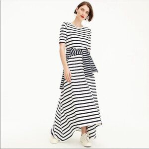 J. Crew Stripe Knit Maxi Dress Short Sleeve Navy & White Stripe Cotton, Size S